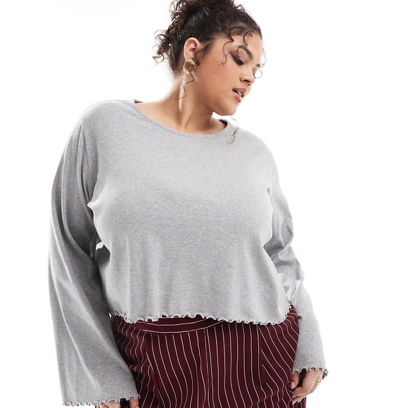 ASOS Design Gray Ribbed Top - Picture 3 of 5